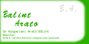 balint arato business card